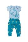 Kit Body Manga Curta e Culote Bebê Menino Dinossauro Mescla