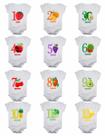 Kit Body Mesversario Manga Curta Frutas 12 Bodies de Bebê De 1 a 12 Meses Kit Body Mesversario Manga Curta Frutas 12 Bodies de Bebê De 1 a 12 Meses