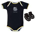 Kit Body Preto + Pantufa Bebê Santos Torcida Baby Unisex
