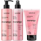 Kit Body Splash + Esfoliante + Hidratante Corpo E Rosto Labotrat Cheiro De Fruta Morango 150g