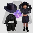 Kit Boiadeira Infantil Menina Ana Castela Chapéu Calda Xadrez Country São João Tamanho 12