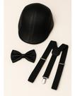 Kit Boina Couro+ Suspensório+ Gravata Borboleta