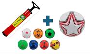 Kit Bola de Futebol Com Bomba Inflável Manual Sky