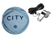 Kit - Bola de Futebol Manchester City Estadios 24 - N5 Licenciada + Apito de Metal CZ T-G Penalty