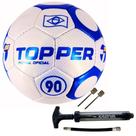 Kit Bola de Futsal 90 com Bomba de Ar Kagiva Azul e Preto Topper