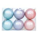 Kit Bola de Natal Cromus Lilás, Azul e Rosa Claro 8cm c/6