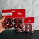 Kit bola de natal lisa com 8 peças 3cm rosa ou vermelha para árvore de natal decoração natalina