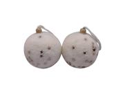 Kit Bola de Natal PVC Estrelinhas 2pcs Branca 8cm - LEAO PRIMO