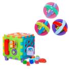 Kit Bola Maluquinha Chocalho Mordedor + Cubo Didático Gigante Criança