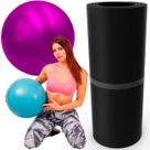 Kit Bola Pilates Overball 25cm + Colchonete Academia Yoga