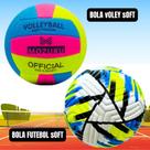 Kit Bolas Soft Voley Bola de Futebol Society Tamanho Padrao 420 Gramas