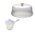 Kit Boleira Açucareiro Acrílico Mesa Posta Glamour Incolor Café Da Manhã Porta Bolo Açúcar Cozinha