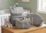 Kit Bolsa Bebe Maternidade Mochila Luxo Cinza 3 bolsas Laço