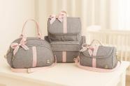 Kit Bolsa Bebe Maternidade Mochila Luxo Rosa 3 bolsas Laço