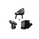 Kit bolsa de quadro ciclismo lanterna led e luva ciclismo m