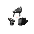 Kit bolsa de quadro ciclista e lanterna e luva cilismo p