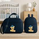 Kit Bolsa E Mochila para Bebê Saida Maternidade Urso Bordada