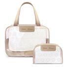 Kit Bolsa E Nécessaire Transparente Love Dourado