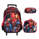 Kit Bolsa Escolar Masculina Homem Aranha Carrinho Resistente