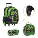 Kit Bolsa Escolar Masculina Incrível Hulk Carrinho Tam G