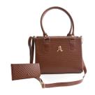 Kit Bolsa Feminina Baú Média Alça Transversal Ajustável Elegante Compacta + Carteira