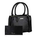 Kit Bolsa Feminina Executiva Transversal + Carteira Mão Preta Lançamento