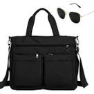 Kit Bolsa Feminina Grande Multiuso Transversal + Óculos De Sol Hexagonal