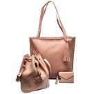 Kit Bolsa Feminina Grande Tipo Sacola Carteira Rosa