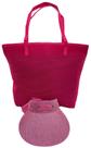 Kit Bolsa Feminina Neon Rosa Pink com Viseira de Praia Luxo Alça Piscina Viagem Kit Bolsa Feminina Neon Rosa Pink com Viseira de Praia Luxo Alça Piscina Viagem