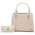 Kit Bolsa Feminina Tote + Carteira Bordado Alça Transversal