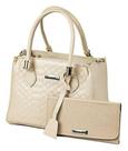 Kit Bolsa Feminina Transversal com Alça de Mão Texturizado + Carteira de Mão Bege Lançamento Kit Bolsa Feminina Transversal com Alça de Mão Texturizado + Carteira de Mão Bege Lançamento