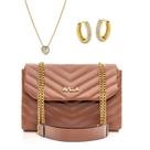 Kit Bolsa Feminina Transversal De Mão De Ombro Colar Brinco