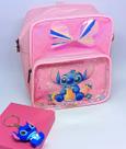 Kit Bolsa infantil Menina Disney Lilo Stitch Mochila Gel com Glitter + Chaveiro com Boneco Miniatura Stitch 3D Presente