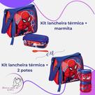 Kit Bolsa Lancheira Térmica Homem-Aranha + Marmita ou 2 Potes Volta às Aulas com Mais Diversão