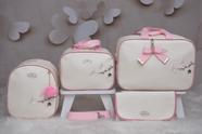 Kit bolsa luxo 4 peças borboleta(rosa /of)