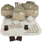 Kit bolsa maternidade 3 peças chevron bege + saida maternidade