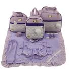 Kit bolsa maternidade 3 peças chevron lilas + saida maternidade body lilas