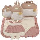 Kit bolsa maternidade 3 peças chevron nude + saida maternidade menina
