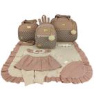 Kit bolsa maternidade 3 peças chevron nude + saida maternidade menina