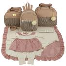 Kit bolsa maternidade 3 peças chevron nude + saida maternidade menina