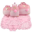 Kit bolsa maternidade 3 peças chevron rosa + saida maternidade Kit bolsa maternidade 3 peças chevron rosa + saida maternidade