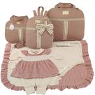 Kit bolsa maternidade 3 peças laço nude + saida maternidade