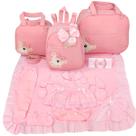Kit bolsa maternidade 3 peças urso rosa + saida maternidade