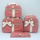 Kit Bolsa Maternidade 4 Peças Luxo Rose Laço