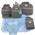 Kit bolsa maternidade 5 peças estrela cinza c/ azul + saida maternidade