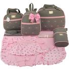 Kit bolsa maternidade 5 peças estrela cinza c/ rosa + saida maternidade