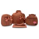 Kit Bolsa Maternidade 5 Peças Grande Impermeável + Mochila + Trocador Tema Pérola FJ Baby