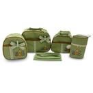 Kit Bolsa Maternidade 5 Peças Grande Impermeável + Mochila + Trocador Tema Safári Bebê FJ Baby