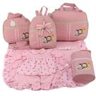 Kit bolsa maternidade 5 peças safari baby rosa + saida maternidade