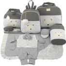 Kit bolsa maternidade 5 peças urso chevron cinza + saida maternidade